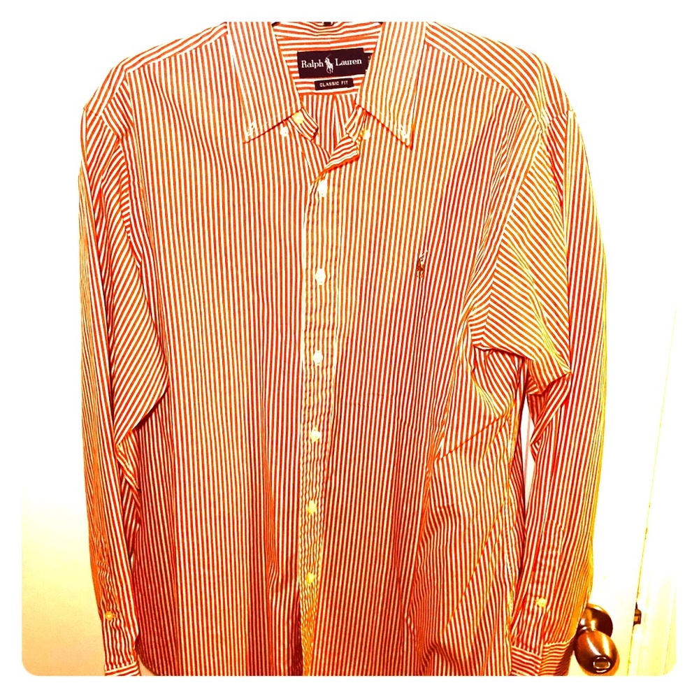 Polo shirt burnt orange striped classic fit